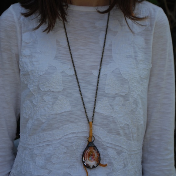 Handmade pyrite chain crystal necklace boho - Picture 3 of 3